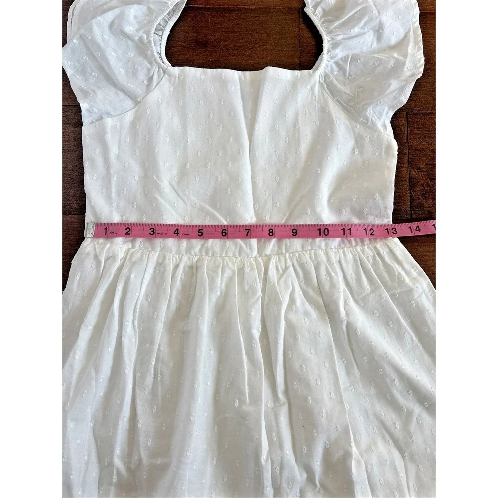 Gap Kids White Eyelet Clip Dot Dress Girls L 10/12 100% Cotton Sundress